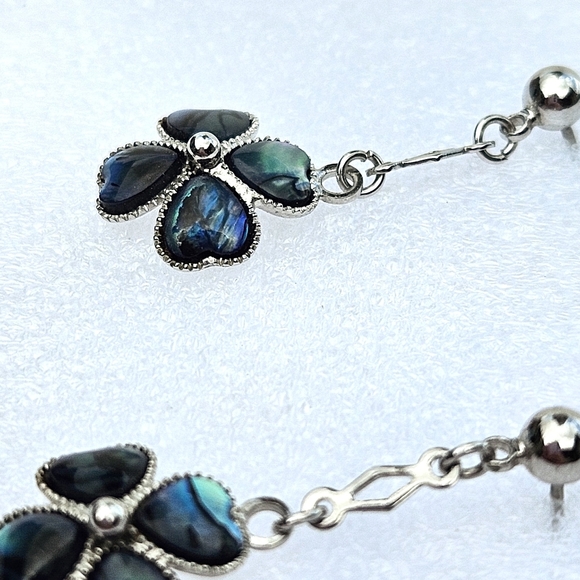 Blue Flower Drop Earrings - Picture 3 of 8